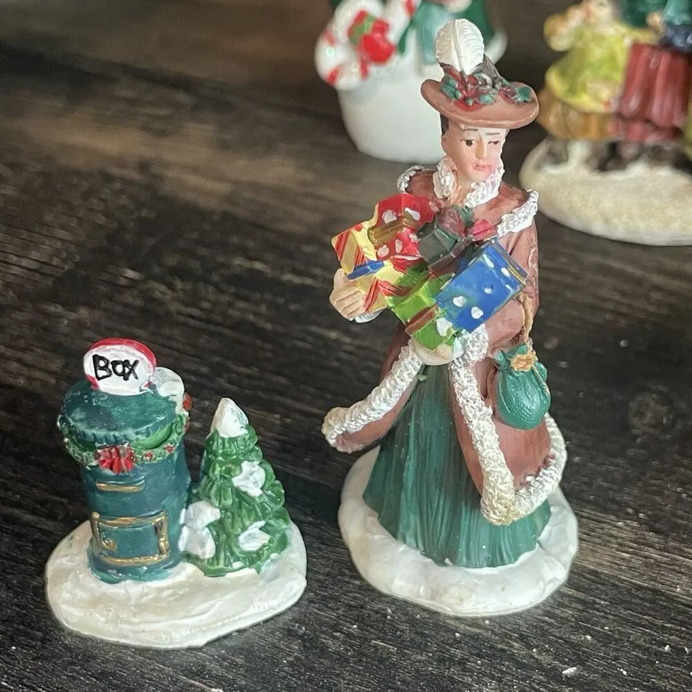 Lot of 14 Vintage Christmas Village Figurines Miniature Holiday Please Read